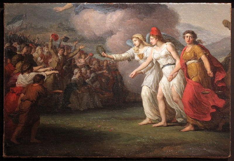 Jean joseph Taillasson Liberty bringing back Justice and Liberty to peoples oil painting image